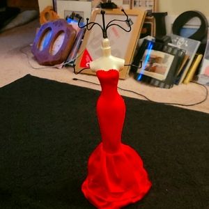 Red Satin dress jewelry holder